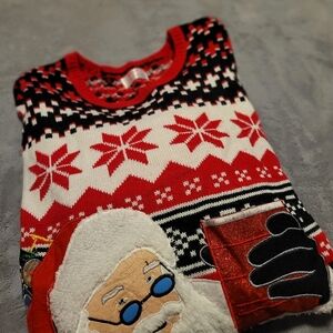 ADULT UNISEX CAN HOLDER CHRISTMAS SWEATER XL 46/48 COLORFUL FUN HOLIDAY EUC
